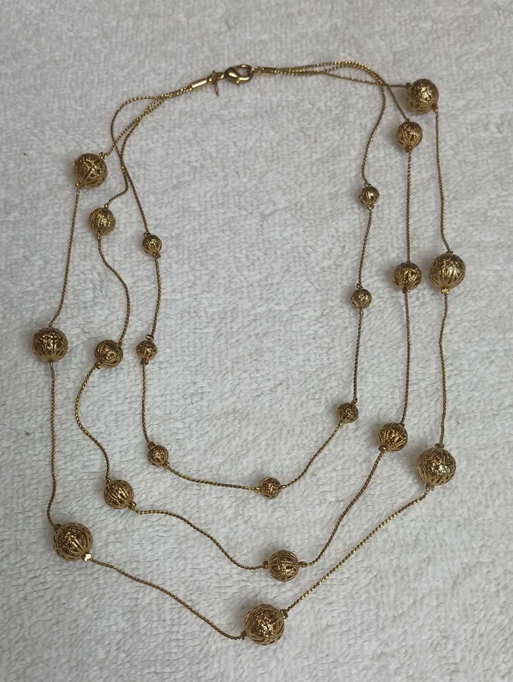 Avon Gold Filigree Multi-Strand Bead Necklace - Women Jewelry